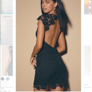 Lulus “Romance language” black backless lace dress